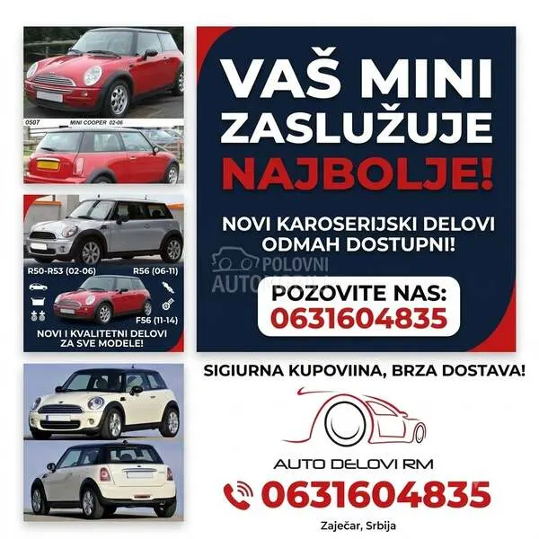 Karoserijski Delovi za MINI Cooper od 2002. do 2024. god.