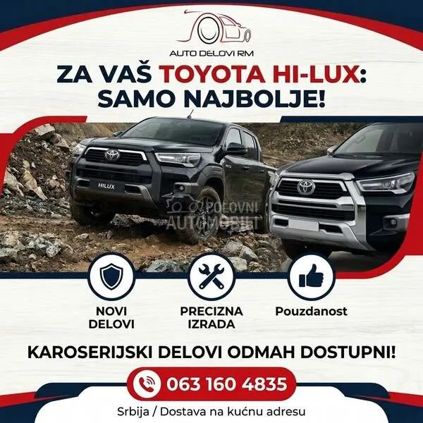 Karoserijski Delovi za Toyota Hilux od 1979. do 2025. god.