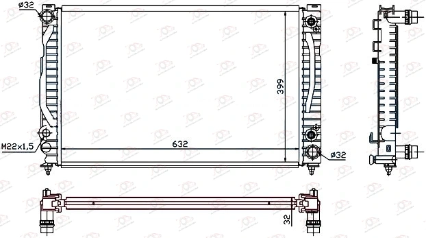Hladnjak Motora 2.4/2.7/2.8i 30v - 2.5 TDI (632x399x32) -00 Audi A4 1995-2001 — Audi A4 (B5)