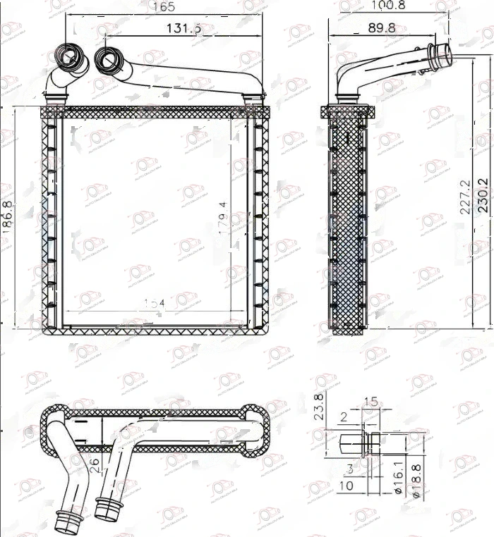 Grejač Kabine (Br) (153x180x26) (Tip Denso) Volkswagen Golf 5 2004-2008 — Volkswagen Golf 5
