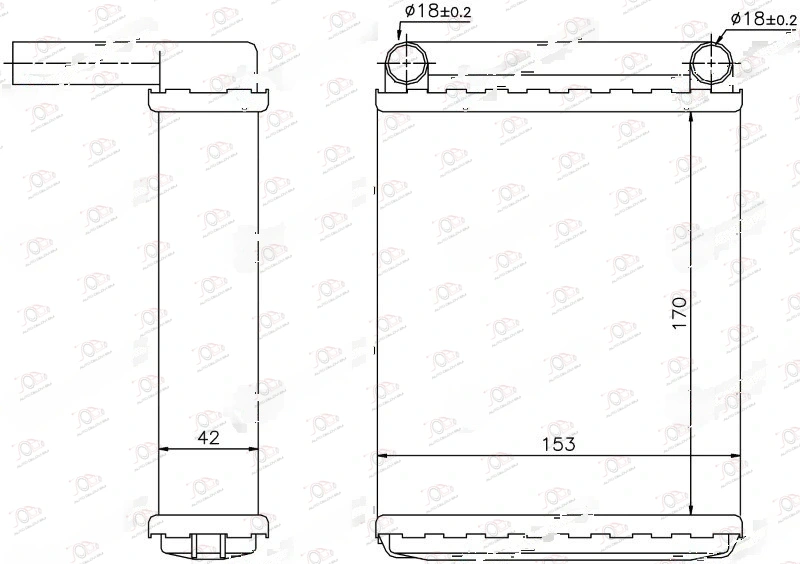 Grejač Kabine Benzin/Dizel +/-AC (170x153) (Iza) Mercedes Sprinter (208-408) 1995-2006 — Mercedes Sprinter 208/408 2006-2013 (W906)