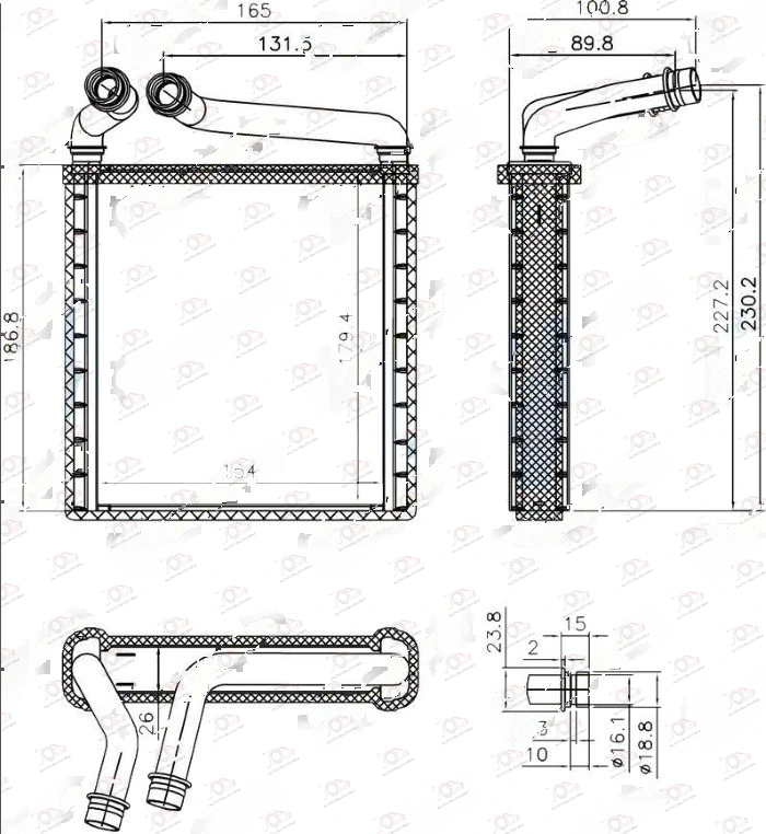 Grejač Kabine (Br) (153x180x26) (Tip Denso) Volkswagen Golf 5 2004-2008 — Volkswagen Golf 5