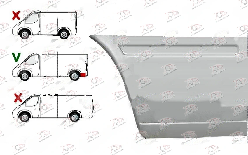 Kraj Zadnjeg Blatobrana (Zadnji Deo) (1950mm) Mercedes Sprinter (208-408) 1995-2006 - LEVO — Mercedes Sprinter 208/408 2006-2013 (W906)