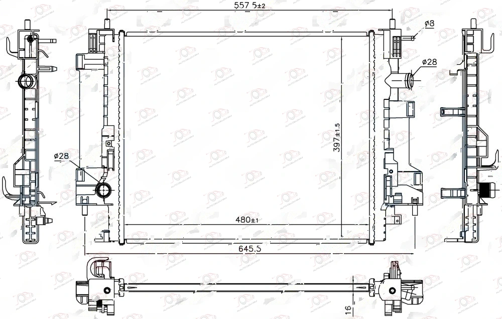Hladnjak Motora 0.9 Turbo / 1.0 12v Benzin-Elek (480x397x16) Smart Fortwo (od 2014.) — Smart Fortwo