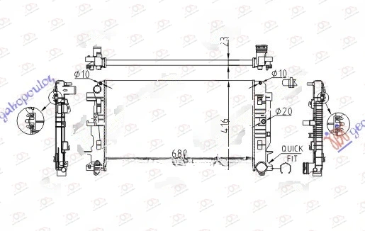 Hladnjak Motora 2.2 CDI (Man) (-AC) (67.7x41.5x23) Mercedes Sprinter (208-408) (od 2006.) — Mercedes Sprinter 208/408 2006-2013 (W906) (2006–2026.)