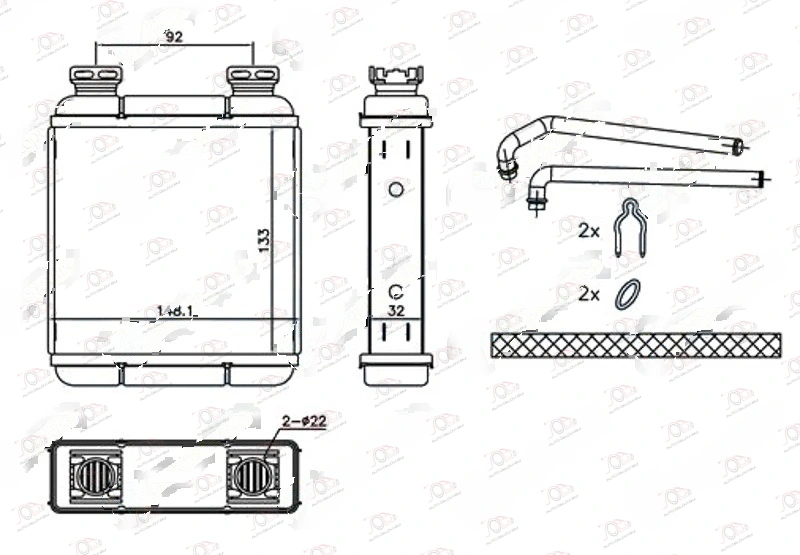 Grejač Kabine (Br) (135x145x32) Smart Fortwo (od 2007.) — Smart Fortwo (2007–2026.)