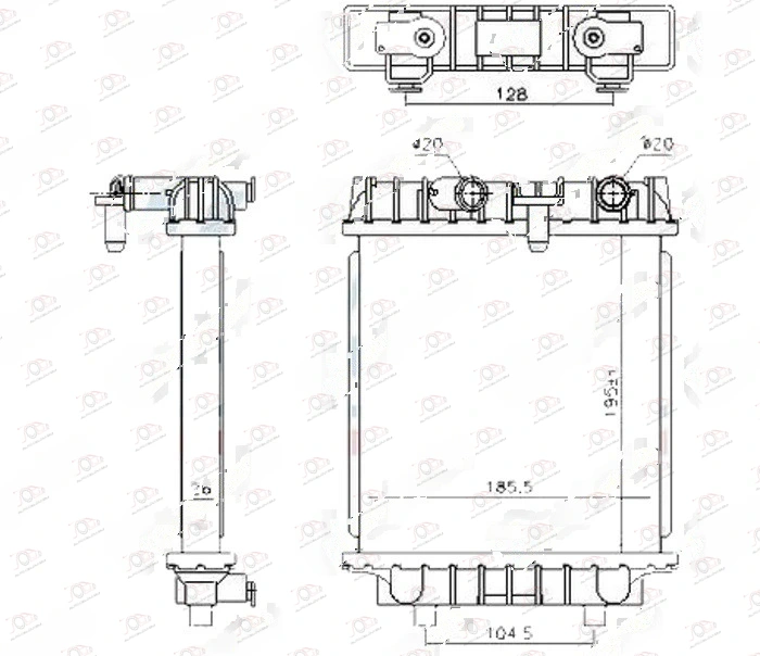Hladnjak Motora Dodatni 2.0 Tfsi Benzin (195x190x26) Volkswagen Golf 7 (od 2013.) — Volkswagen Golf 7 (2013–2026.)
