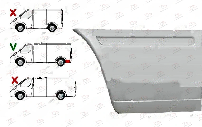 Kraj Zadnjeg Blatobrana (Zadnji Deo) (1950mm) Mercedes Sprinter (208-408) 1995-2006 - LEVO, strana: levo — Mercedes Sprinter 208/408 2006-2013 (W906) (1995–2006.)